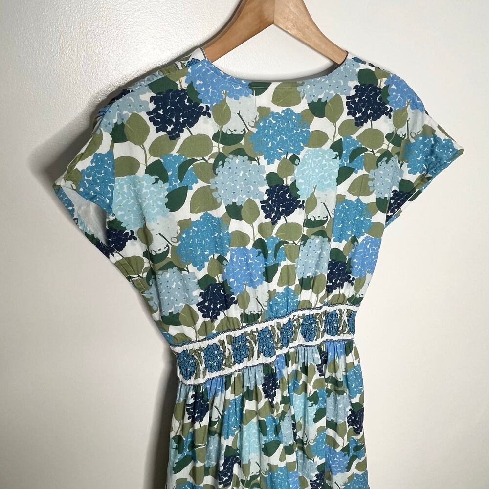 Bindu Aria Maxi Dress XS Blue Floral Cotton Resort Pockets - Picture 9 of 12
